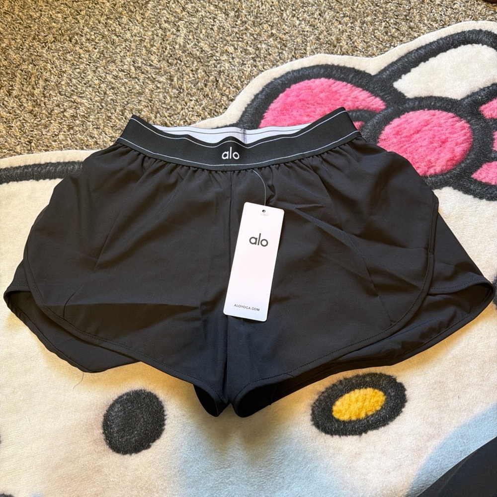 ALO Yoga Black Women's Athletic Shorts with Branded Waistband